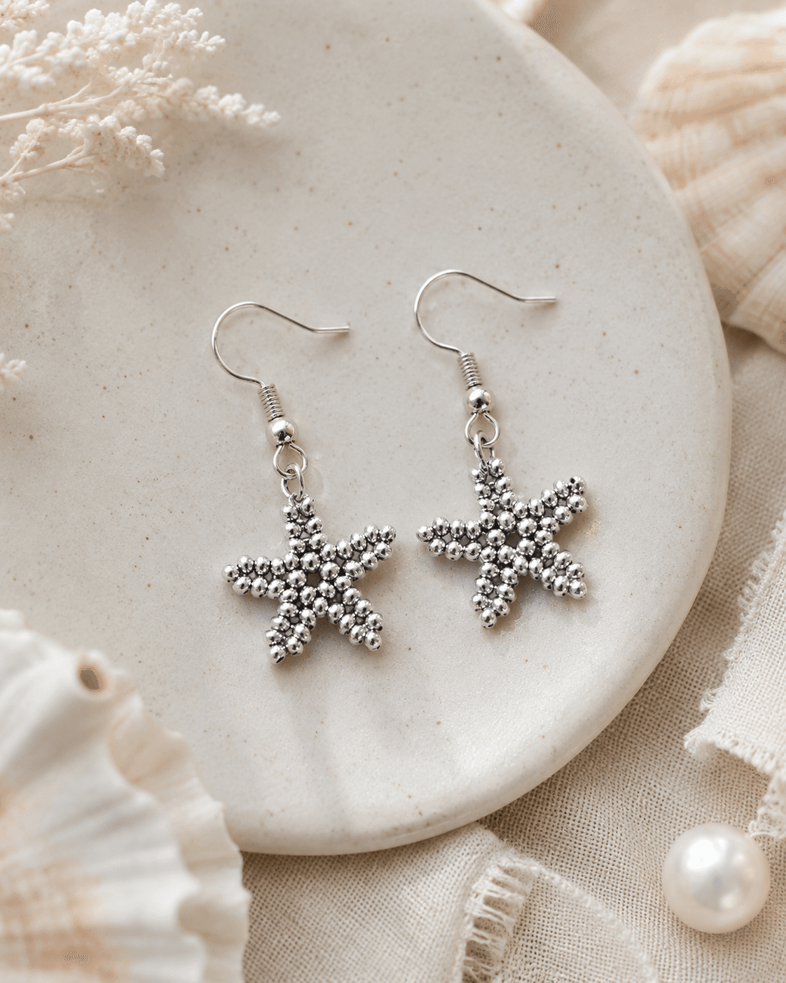 Beaded star earrings
