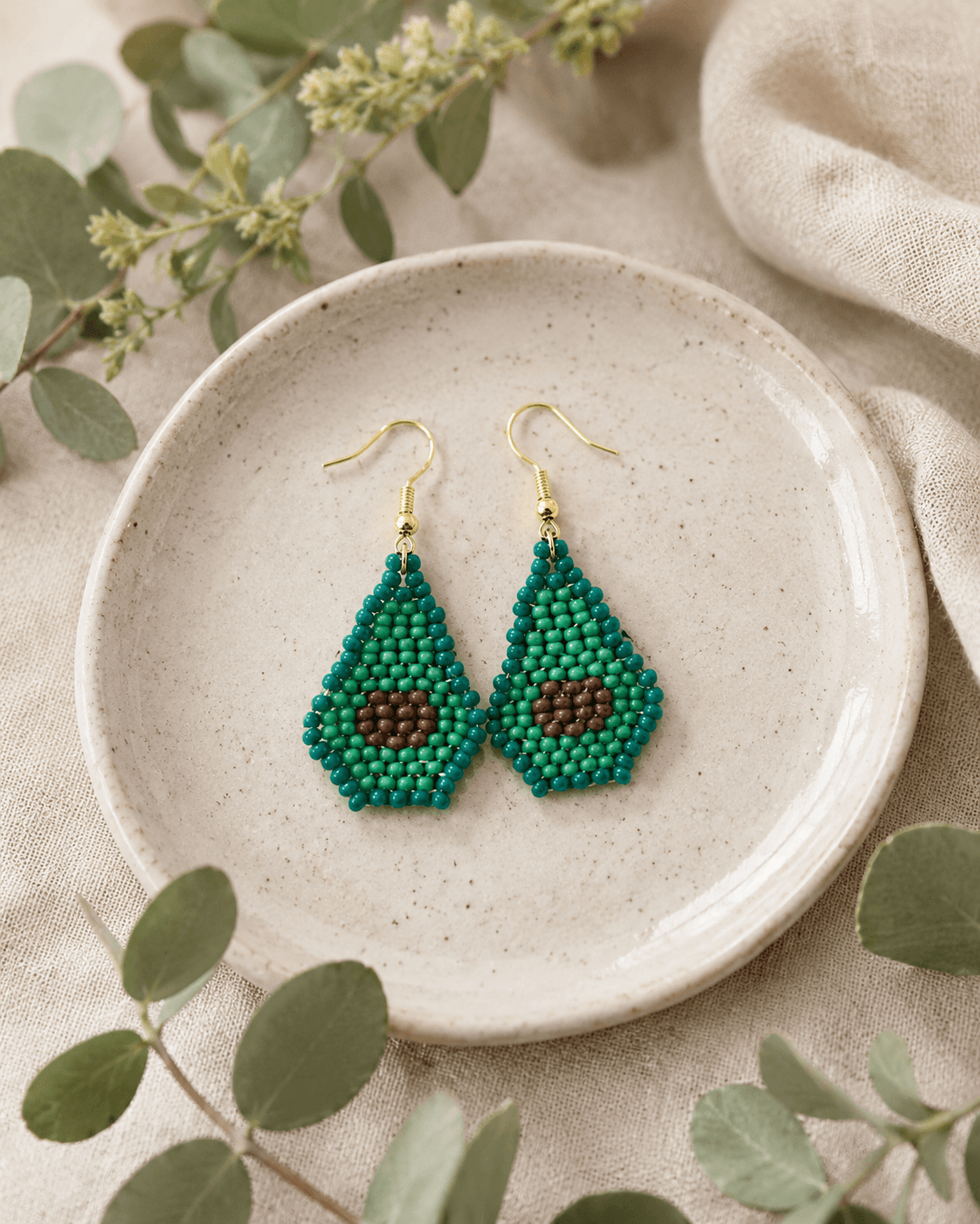 Beaded Avocado earrings