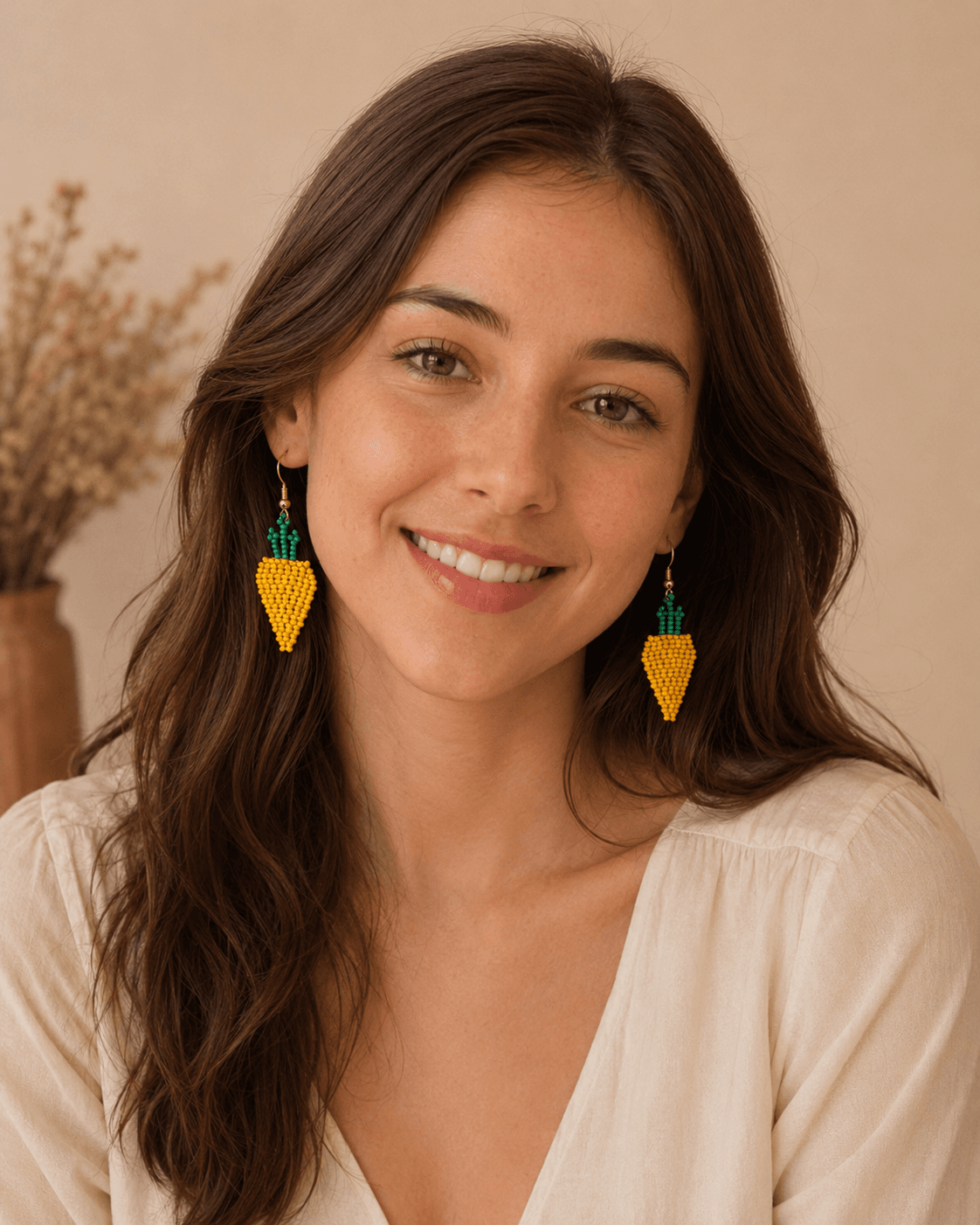 Beaded carrot earrings